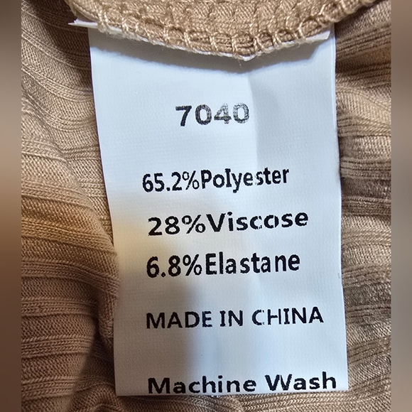 Women's 2pc Long-Sleeve Cowl Neck Wide-Leg Pant Set Size Small Beige Relaxed Fit - Picture 12 of 16